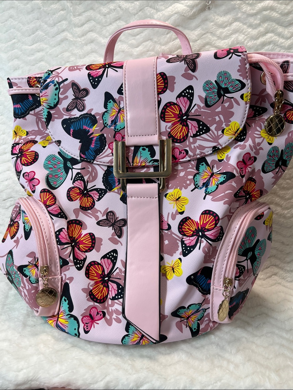 Pink Butterfly Print Women's Backpack - Brand